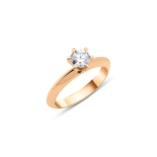 14k Rose Gold Diamond Six Prong Setting Ring, Diamond Bridal Ring, Diamond Wedding Band, Engagement Ring, Solitaire Ring, Christmas Gift, Gift For Her