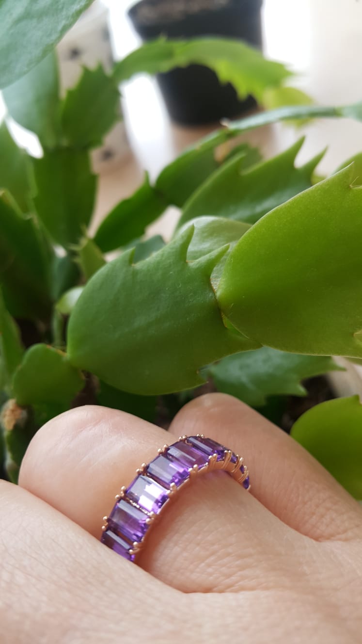 14k Gold Amethyst Infinity Ring, Amethyst Ring, Aquamarine Ring, Gold Infinity Ring, Amethyst Wedding Band, Gold Stacking Ring, Birthday Gift, Anniversary Gift, Gift For Her