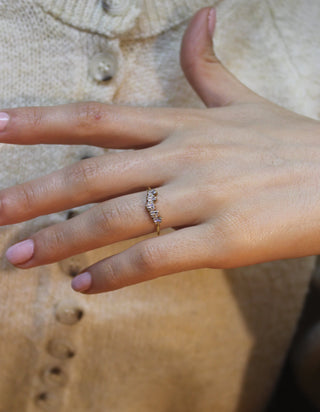 14k Yellow Gold Diamond Baguette and Round Cut Stacking Ring, Christmas Gift, Birthday Gift, Gift For Her