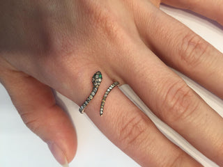 14k Gold Diamond Serpent Ring, Serpent Ring, Gold Serpent Ring, Diamond Snake Ring, Gold Snake Ring, Serpent Cuff Ring, Gift For Her