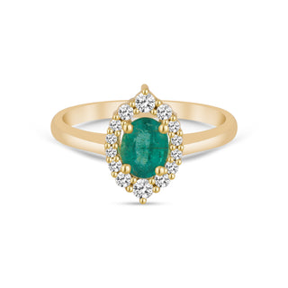 14k Gold Emerald Diamond Ring, Genuine Emerald Engagement Ring, Birthstone Ring, Oval Wedding Band, Emerald Crown Ring, Christmas Gift, Gift For Her