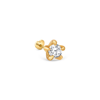 14k Gold Diamond Solitaire Piercing, Gold Stud Piercing, Prong Setting Diamond Studs, Diamond Studs, Solitaire Piercing, Stud Piercing, Christmas Gift, Gift For Her