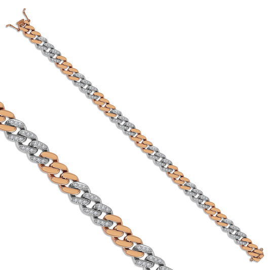 14k Gold Diamond Cuban Chain Bracelet, Cuban Link Bracelet, Pave Cuban Link, Curb Chain Bracelet, Gold Chain Bracelet, Mother's Day Gift