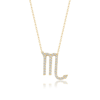 14k Yellow Gold Diamond Zodiac Scorpio Necklace, Zodiac Necklace, Christmas Gift, Birthday Gift, Gift For Her