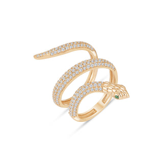 18k Gold Diamond Serpent Ring, Serpent Ring, Gold Serpent Ring, Diamond Snake Ring, Gold Snake Ring, Serpent Cuff Ring, Gift For Her