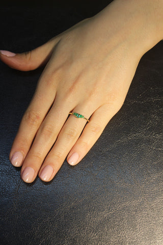 14k Yellow Gold Emerald Five Baguette Cut Stacking Ring, Birthstone Ring, Christmas Gift, Birthday Gift, Anniversary Gift, Gift For Her